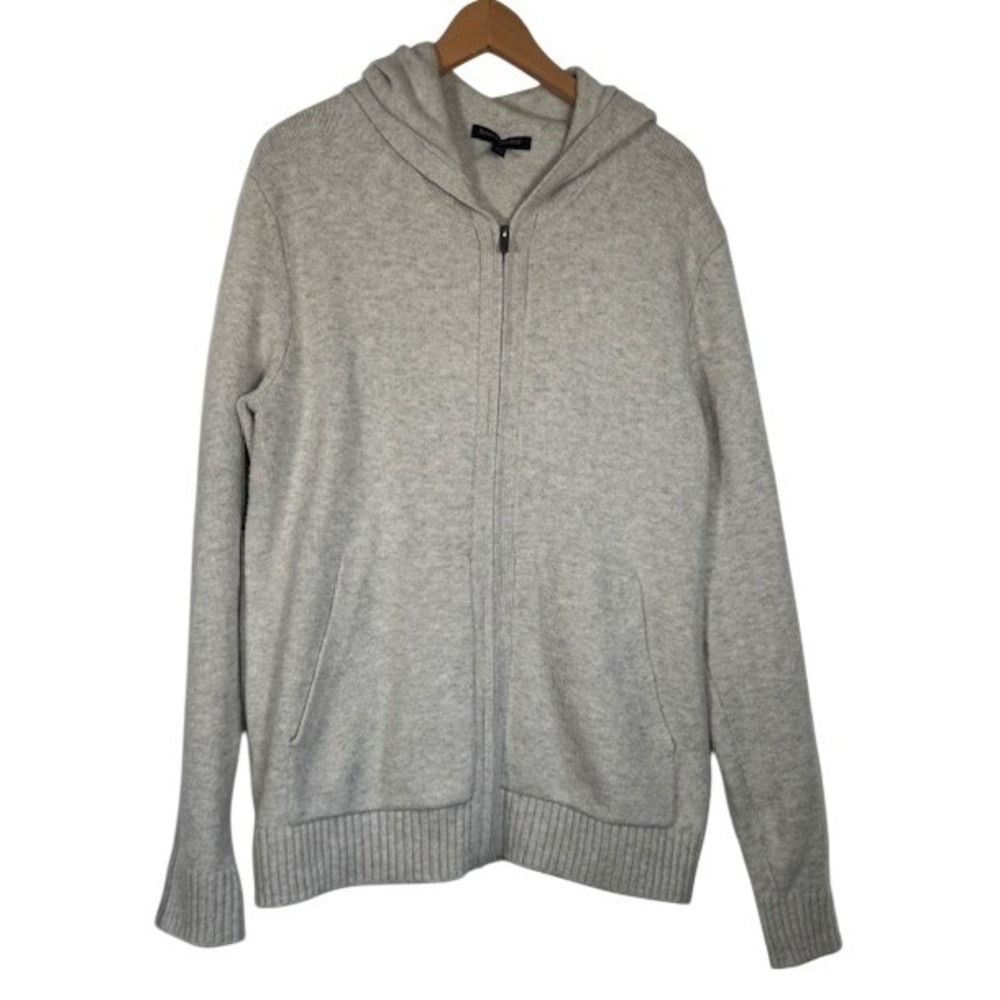 Banana Republic Womens Full Zip Super‎ Soft Hoodie Gray Knit Sweater Size L